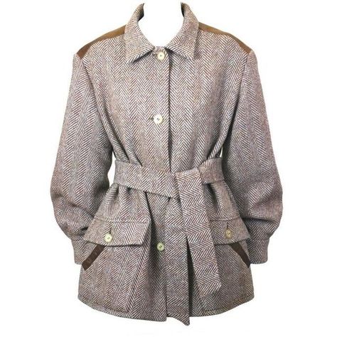 Preowned Hermes Tweed And Leather Trimmed Jacket (2,690 MYR) ❤ liked on Polyvore featuring outerwear, jackets, multiple, herringbone tweed jacket, brown tweed jacket, leather trim jacket, logo jackets and brown herringbone jacket Hermes Clothes, Hermes Logo, Herringbone Tweed Jacket, Slash Pocket, Herringbone Jacket, Grey Jacket, Grey Herringbone, Brown Tweed, Herringbone Tweed