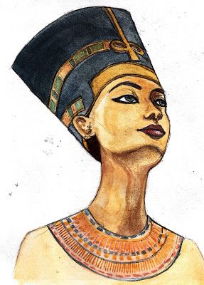 Nefertiti by Lisa Graves Egyptian Art Drawing, Egyptian Drawings, Egyptian Painting, Egiptul Antic, Egyptian Design, Egyptian Inspired, Graphisches Design, Person Drawing, Ancient Egypt Art