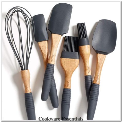 PortoFino 6 Pc. Baking Utensil Set – Beech Wood and Silicone – Cooking / Kitchen Tools – 9” Large Spatula, Small Spatula, Spoon Spatula, Flat Pastry Brush, Round Pastry Brush, 12” Whisk, Gray>>> Continue to the product at the image link.(It is Amazon affiliate link) #cookwareessentials Pastry Brush, Desain Pantry, Balloon Whisk, Silicone Cooking Utensils, Silicone Kitchen Utensils, Wooden Kitchen Utensils, Silicon Utensils, Baking Utensils, Spatula Set