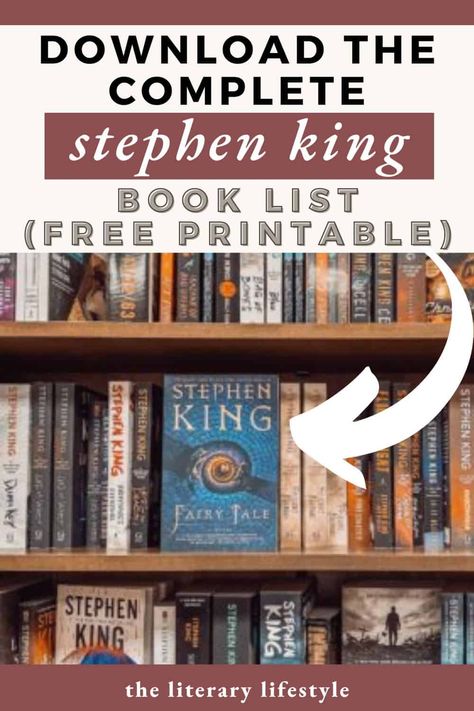 Stephen King Books in Order: Complete Reading Guide Stephen King Books, Stephen King Reading List, Stephen King Books List, Reading Guide, Pet Sematary, The Dark Tower, King Book, Reading Rainbow, Printable Checklist