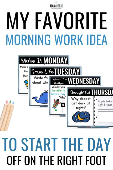 Are you looking for a way to make your life a little easier in your classroom in the morning? Check out this blog for my favorite easy morning work that you can do with your elementary students. I love to include morning journal prompts to get your day started off on the right foot. You can check out my journal prompts here for kindergarten, first grade, and 2nd/3rd grade. Your students can start off with these independent writing activities while you organize your classroom. Morning Work Writing Prompts, 3rd Grade Morning Work Ideas, Morning Work For 3rd Grade, 2nd Grade Journal Writing Prompts, 2nd Grade Morning Work Free, 1st Grade Morning Routine, 2nd Grade Morning Routine, Morning Work For Second Grade, 2nd Grade Journal Prompts