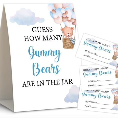 Baby Shower Game, Guess how many gummy bears are in the jar game Gummy Bear Decor, Jar Games, Pooh Baby, Teddy Bear Baby Shower, Bear Decor, Shower Centerpieces, The Jar, Baby Bear Baby Shower, Baby Shower Game