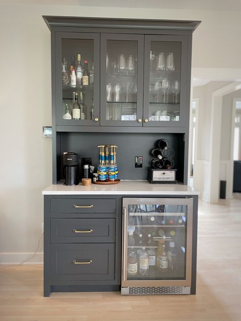 Woodrose Part 2: Now for the Cozy Part, The Family Room! – Melissa K Manos Designs Costa Rica, Wine Area In Kitchen, Bar Cabinet With Fridge, Beverage Station Kitchen, Diy Bar Cabinet, Small Bars For Home, Drink Fridge, Beverage Bar, Small Bars