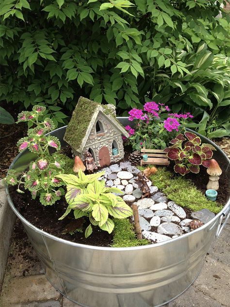 Make a fairy garden in a pot for hours of imaginary play. Fairy Garden Ideas Diy, Kids Fairy Garden, Fairy Garden Containers, Fairy Garden Pots, Indoor Fairy Gardens, Fairy Garden Plants, نباتات منزلية, Kids Garden, Fairy Garden Crafts