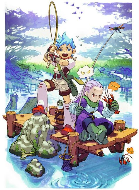 My most favorite game. The memory of countless hours fishing. True nostalgia. Anime Fishing, Fishing Reference, Tatsuya Yoshikawa, Breath Of Fire 3, Breath Of Fire, Fishing Art, Retro Artwork, Capcom Art, Fish Drawings