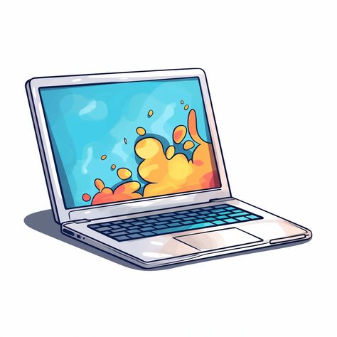 Computer Digital Art, Cartoon Computer Drawing, Computer Illustration Art, Drawing Of A Computer, Laptop Drawing Aesthetic, Computer Vector Illustration, Laptop Vector Illustration, Laptop Illustration Art, Cute Computer Drawing