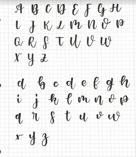 Journal Caligraphy Alphabet, Calligraphy Lettering Fonts, Different Types Of Fonts Alphabet, Brush Hand Lettering, Calligraphy Alphabet Fonts Aesthetic, Calligraphy With Brush Pens Alphabet, Alphabet In Calligraphy Fonts, Note Fonts Alphabet, Cool Calligraphy Alphabet