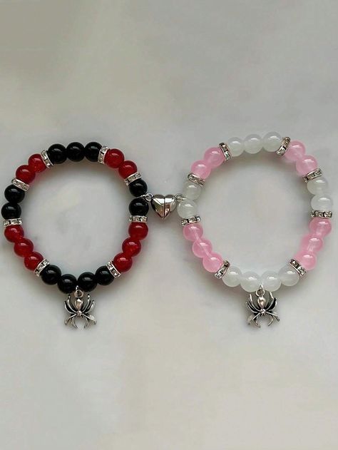 2pcs Fashionable Spider Matching Bracelet For Couples Friendship Relationship Distance Promise Bracelet For Best Friends Bff Trendy Jewelry GiftsI discovered amazing products on SHEIN.com, come check them out! Bracelet For Couples, Braclet Ideas, Kids Bead Bracelet, Friendship Relationship, Colorful Bead Bracelets, Relationship Bracelets, Matching Couple Bracelets, Promise Bracelet, Bff Jewelry