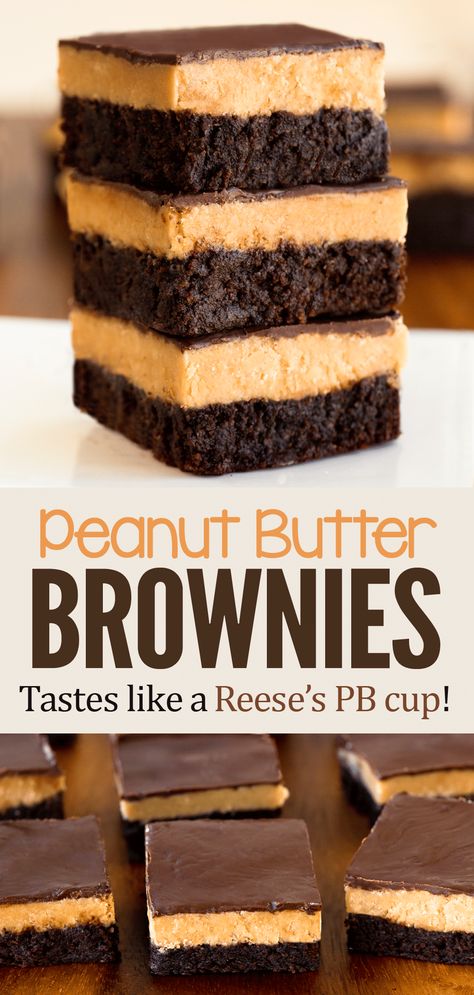 The Best Chewy Fudgy Chocolate Peanut Butter Brownie Recipe Peanut Butter Brownies Easy, Chocolate Treats Easy, Ella Vegan, Peanut Butter Brownies Recipe, Peanut Butter Brownie, Chocolate Hummus, Chocolate Peanut Butter Brownies, I Lost 100 Pounds, Butter Brownies