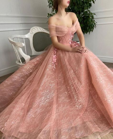 Looking for the perfect non-white wedding dress? We've rounded up 30 stunning bridal gowns in every hue of pink in every style & budget. Ethereal Gown, Formal Wedding Party, Prom Dresses Off The Shoulder, Tulle Prom Dresses, Prom Dresses Formal, Lace Pocket, Lace Prom Dress, فستان سهرة, A Line Prom Dresses