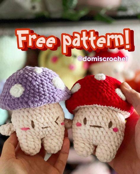 Free crochet pattern AMIGURUMI on Instagram: "Free crochet pattern by @domiscrochet 💜 When publishing your works, please indicate the designer of the pattern. Please respect the work…" Toys Quotes, Mushroom Crochet Pattern, Mushroom Crochet, Easy Crochet Animals, Crochet Mushroom, Cute And Cuddly, Crochet Keychain Pattern, Crochet Business, Crochet Design Pattern