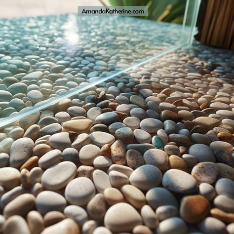 Pebble Shower Floor Pros and Cons— Is It The Right Choice For Your Bathroom? - Amanda Katherine Bathroom Pebble Tile Ideas, Bathroom Shower Stone Floor, Rock Wall Shower Ideas, Pebble Shower Floors, Cobblestone Shower Floor, Pebble Wall Bathroom, Pebble Shower Floor Ideas, River Rock Shower Floor Ideas, Bathroom Pebble Floor