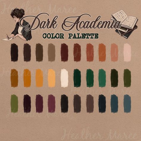 Dark Academia Pallete Color, Moody Victorian Color Palette, Dark Academia Illustration Art, Dark Academia Colours, Victorian Gothic Color Palette, Dark Academia Color Scheme, Crochet Dark Academia, Color Palette Dark Academia, Dark Academia Colour Palette