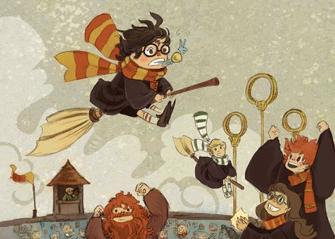 "Harry Catches the Snitch" - Robin Robinson Tumblr, Classe Harry Potter, Tapeta Harry Potter, Harry Potter Illustrations, Desenhos Harry Potter, Potter Art, Harry Potter Anime, Harry Potter Love, Harry Potter Obsession