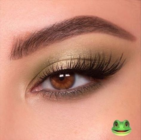 INSPIRED BY DISNEY'S THE MANDALORIAN Olive Smokey Eye, Eye Shadow With Green Dress, Prom Makeup For Green Dress Full Face, Light Green Dress Makeup, Makeup To Match Green Dress, Green Eye Shadow For Brown Eyes, Olive Makeup Looks, Soft Green Makeup Looks, Olive Eyeshadow Looks