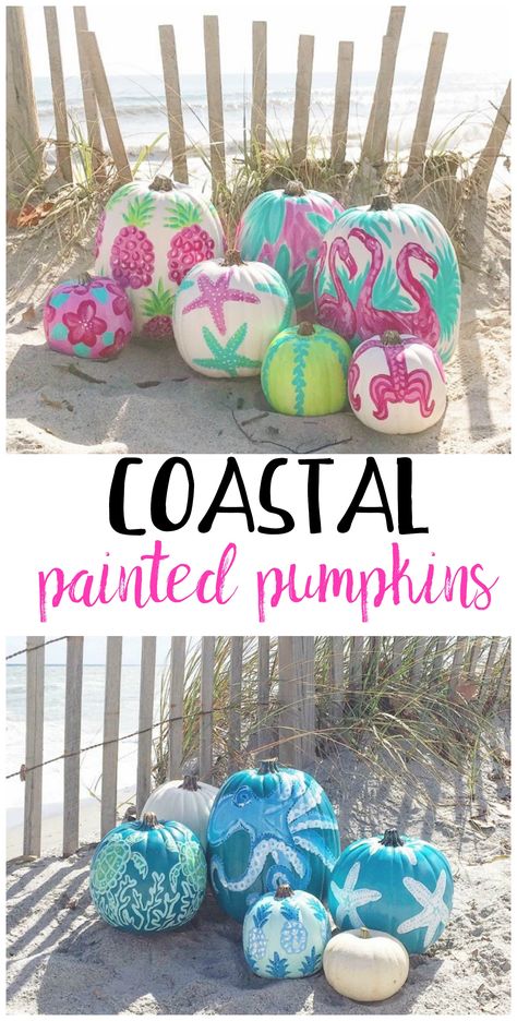 Coastal pumpkin decorating ideas! So cute for the warmer places for Halloween. Aesthetic Craft Ideas, Craft Ideas For Beginners, Aesthetic Craft, Craft Pumpkins, Pumpkin Decorating Ideas, Coastal Fall, Halloween School Treats, Crafty Morning, Fairy Halloween Costumes