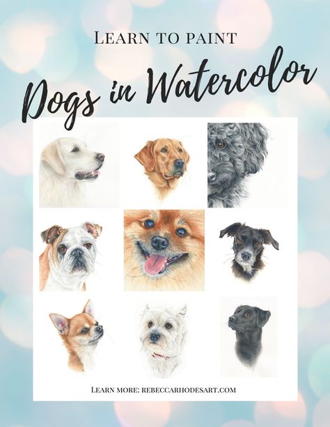 Watercolor Painting Dogs Tutorial, Watercolour Dogs How To Paint, Watercolor Pet Portraits How To Paint, How To Paint A Dog Portrait, Watercolor Paintings Of Dogs, Dog Watercolor Painting Tutorial, Watercolor Dog Portrait Tutorial, Watercolor Dogs Tutorial, Watercolour Dog Painting