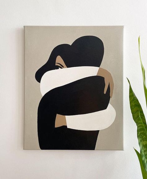 Paul Thurlby on Instagram: "Over Your Shoulder. Acrylic on Linen 50cm x 40cm #painting #acrylic #canvas #embrace" Abstract Painting Couple, Romantic Canvas Painting Ideas, Art For Couples To Do Together, Couples Acrylic Painting Ideas, Minimal Painting Ideas Easy, Couples Art Painting, Amor Painting, Canvas Painting Couples, Couple Painting Together