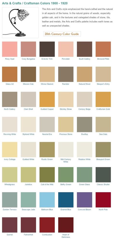 Historical paint palette from California Paints. Paint colors for Historical homes.   More Bungalow Style Homes, Historic Paint Colours, Craftsman Bungalow House Plans, Craftsman Colors, Arts And Crafts Interior, Arts And Crafts Bungalow, Paint Color Chart, Craftsman Interior, Craftsman Bungalow