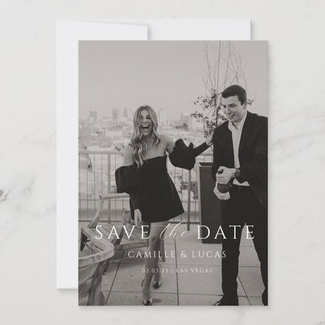 Are you looking for a modern minimal save the date template? Look no further! This template is perfect for anyone who wants to create a unique and beautiful save the date. You can choose to include a photo or not, and you can also customize the text to fit your needs. Plus, it's easy to download and instant-download so you can get started right away! Save The Date With Engagement Photo, Save The Dates Minted, Save The Dates With Engagement Photos, Simple Save The Date With Photo, Save The Date Zazzle, Save The Date Wedding Photos, Save The Dates Classy, Ideas For Save The Date, Black And White Photo Save The Date