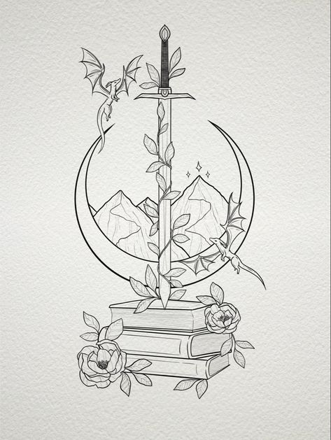 Acotar Sarah j Maas tattoo sjm dragon tattoo fine line delicate bookish design Naddpod Tattoo, Floral Bookish Tattoo, Book Tattoo Dainty, Court Of Thorns And Roses Tattoo Ideas, Throne Of Glass Fireheart Tattoo, Libra Doodles, Book Flash Tattoo, Dungeons And Dragons Tattoos, Reader Tattoo Ideas