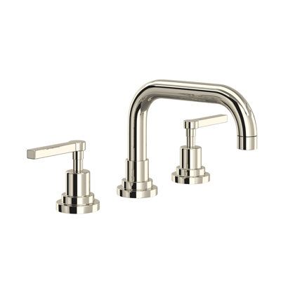 Features rounded, simple shapes inspired by the architecture of the cities in the Lombardy region, long considered style centers. Finish: Polished Nickel, Handle Style: Lever Handle | Rohl Lombardia® Widespread Bathroom Faucet w/ Drain Assembly in Gray, Size 5.91 H x 6.6875 D in | Wayfair Polished Nickel Bathroom, Nickel Bathroom, Widespread Bathroom Faucet, Lever Handle, Bathroom Faucet, Bathroom Sink Faucets, Sink Faucets, Bathroom Sink, Polished Nickel