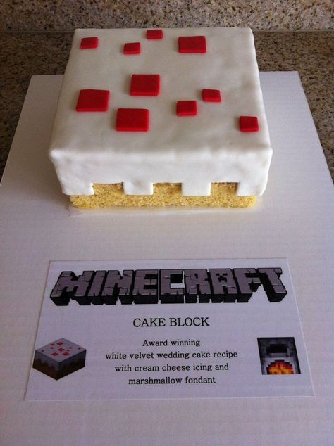 Iconic Cakes, Minecraft Love, Bolo Minecraft, Minecraft Food, Cake Icon, 귀여운 음식 그림, Marshmallow Fondant, Minecraft Birthday Party, Minecraft Cake