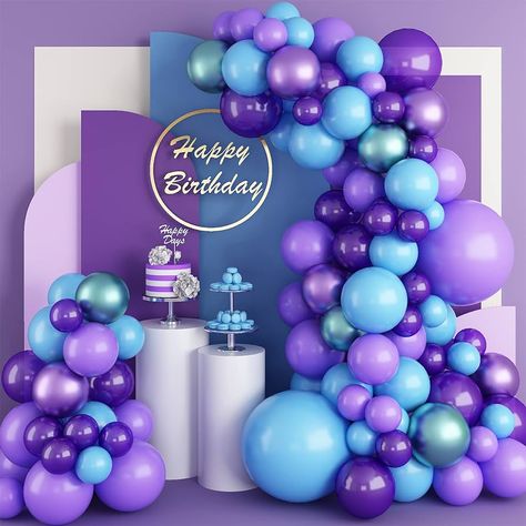 Amazon.com: Blue Purple Balloon Garland Arch Kit,97Pcs Retro Purple Blue Metallic Green Purple Latex Balloons for Baby Shower Wedding Birthday Graduation Anniversary Bachelorette Party Background Decorations : Home & Kitchen Blue Purple Silver Balloons, Purple Blue And Gold Party, Blue And Purple Birthday Decorations, Purple And Blue Decorations Parties, Purple And Teal Party Decorations, Blue And Purple Balloons, Blue And Purple Balloon Garland, Purple And Blue Balloon Arch, Blue And Purple Sweet 16 Decorations