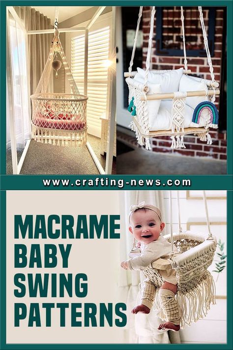 Macrame Hanging Bassinet, Macrame Bassinet Pattern, Macrame Swing Diy, Diy Macrame Swing, Diy Baby Swing, Macrame Crib, Macrame Baby Swing, Hanging Bassinet, Swing Chair Diy