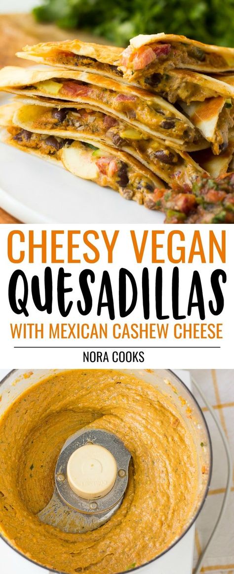 Vegan Quesadillas, Beans And Vegetables, Vegan Quesadilla, Cheese Quesadillas, Vegan Cashew Cheese, Plat Vegan, Cheese Vegan, Vegan Mexican Recipes, Cashew Cheese