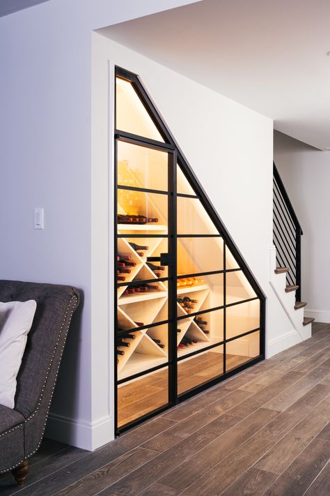 Under Stair Wine Cellar, Under Stairs Wine Storage, Stairs Wine Storage, Under Stairs Wine, Wine Storage Ideas, Under Stairs Wine Cellar, Room Under Stairs, Basement Bar Design, Wine Cellar Basement