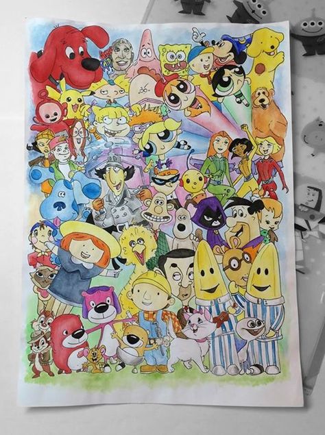 Yup I'm a 90s kid :) #childhood #90stvshow #drawing #cartoon 90s Nickelodeon Cartoons Tattoo, 90s Cartoon Sleeve Tattoo, Nickelodeon Tattoos Sleeve, Disney Characters Tattoo Ideas, 90s Drawings Cartoon, Cartoon Mashup Tattoo, 90s Childhood Tattoo Ideas, 90s Drawings Ideas, 90’s Cartoon