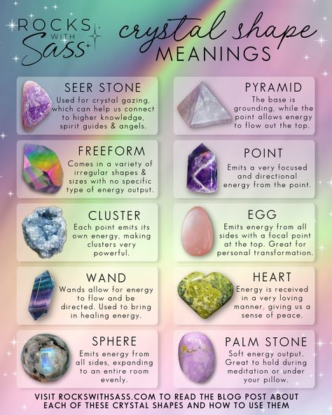 Types Of Crystals And Meanings, Crystal Meanings Charts, Energy Stones Crystal Healing, Shape Reference, Crystal Identification, Goddess Witch, Magia Elemental, Best Healing Crystals, Gemstones Chart