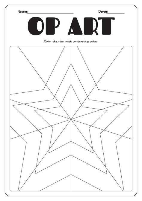 Op Art Lesson Worksheet Kid Worksheets, Art Worksheets Printables, Line Art Lesson, Different Types Of Lines, Op Art Lessons, Improve Your Drawing Skills, Geometric Shapes Drawing, Improve Your Drawing, Art Critique