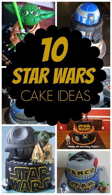 Planning a Star Wars party? Check out these 10 Out of This World Star Wars Cake Ideas on www.prettymyparty.com. Pastel, Star Wars Birthday Party Ideas Cake, Star Wars First Birthday Cake, Star Wars Birthday Cakes, Gateau Star Wars, Stars Wars Cake, Diy Star Wars Cake, Star Wars Cake Birthday, Star Wars Cakes Birthday Boys