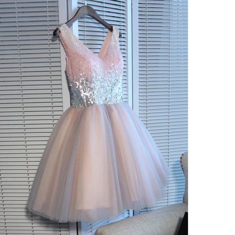 Short Cocktail Dress Sequins Pink Prom Gowns Mini Evening Party Gowns