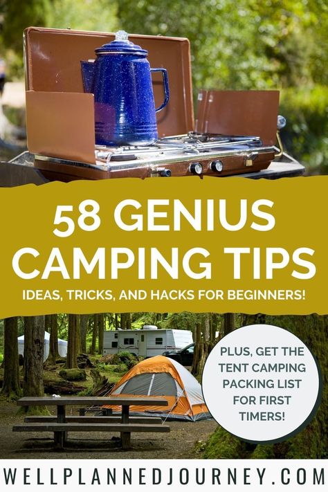Camping Trip Packing List, Camping Necessities, First Time Camping, Tent Camping Hacks, Camping Packing List, Camping For Beginners, Camping Inspiration, Rv Camping Tips, Camping Set Up