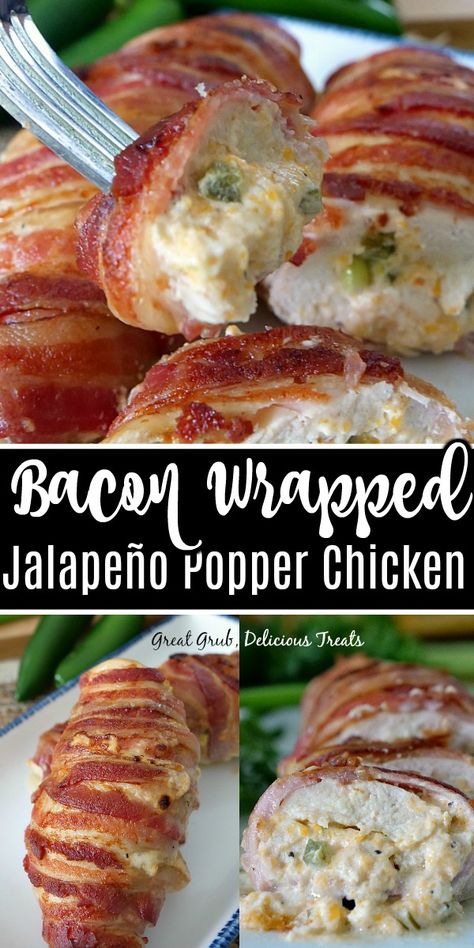 Bacon Wrapped Jalapeño Popper Chicken, Baked Chicken With Cream Cheese And Bacon, Bacon Wrapped Jalapeño Chicken, Jalepeno Chicken Crockpot Recipes, Bacon Wrapped Cream Cheese Jalapenos, Bacon Wrapped Ranch Chicken, Chicken Pickle Cheese Wrapped In Bacon, Jalapeño Chicken Popper, Pepper Jelly Bacon Wrapped Chicken