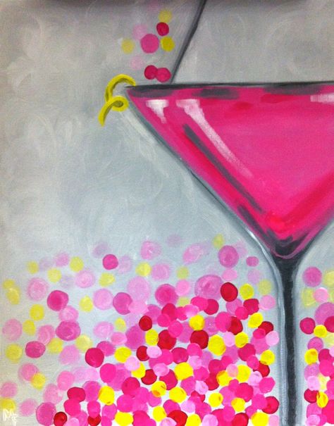 martini Tela, Margarita Painting, Flirtini, Pink Canvas Art, Wine And Canvas, Paint Nite, Pink Martini, Painting Party, Paint Night