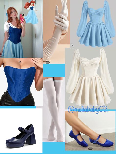 Fancy Dress Outfits Costume Ideas, Ariel Inspo Outfit, Ariel And Vanessa Costume, Ariel Inspired Outfits Modern Disney, Ariel Aesthetic Outfit, Disney Bounding Ariel, Modern Ariel Outfit, Disney Bound Princess Outfits, Disney Cosplay Women