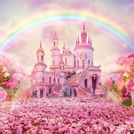 Magical pink fairytale princess castle backdop for birthday parties, baby showers etc. Great background for photo booth, cake table and party decorations. afflink Princess Backdrops, Castle Backdrop, Castle Party, Flower Kids, Castle Background, Princess Theme Birthday, Photo Booth Background, Rainbow Photography, Halloween Backdrop