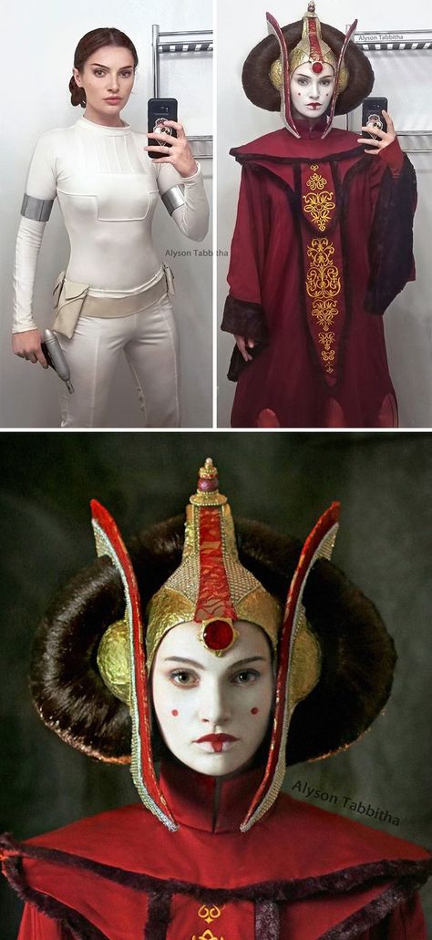 Star Wars Queen Amidala Costume, Princess Amidala Costume, Jarjar Binks Costume, Queen Amidala Disneybound, Queen Amidala Outfits, Star Wars Dress Up, Women Star Wars Costumes, Star Wars Cosplay Ideas, Star Wars Costumes For Women