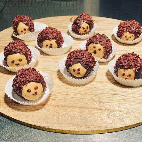 Who doesn’t love buckeyes. Who doesn’t love hedgehogs.  Peanut butter and chocolate always a good combo. Hedgehogs, Mini Cheesecake, Cheesecake, Food And Drink