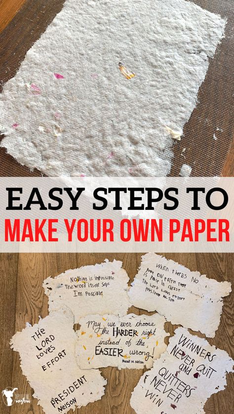 Easy steps to make your own paper! This is such a fun activity that you can do with your kids! Be creative and test different materials to see what works best. Learn how ancient China invented paper. Recycling Activities For Kids, Paper Making Process, Recycling Activities, Make Your Own Paper, Magazine Crafts, Camping Crafts, Flower Ideas, Paper Crafts For Kids, Camping Art