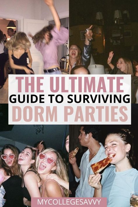 The ultimate guide to surviving dorm parties College Party Aesthetic, Dorm Party, College Dorm Checklist, Dorm Checklist, College Party, College Notes, Epic Party, College Care Package, College Aesthetic