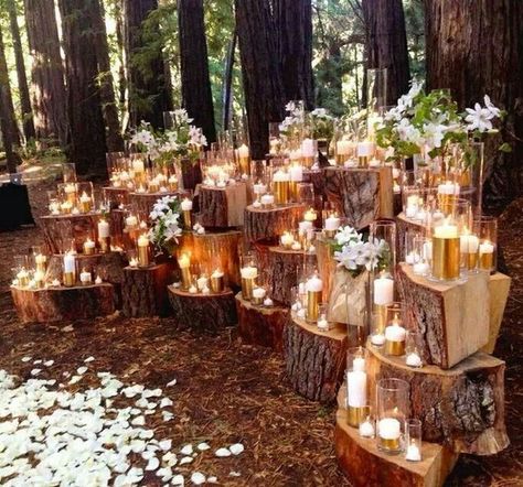 Seriously, go all out with candles. | 31 Beautiful Fall Wedding Ideas You'll Want To Try Immediately Rustic Wedding Decorations, Grunge Life, Woodland Wedding Decorations, Wedding Outside, Enchanted Forest Wedding, Budget Friendly Wedding, Farm Weddings, Small Weddings, 65th Birthday