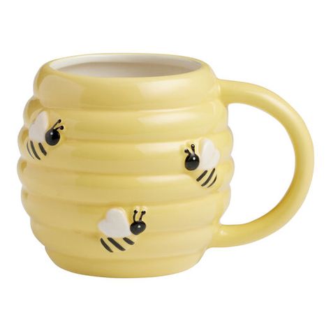 Yellow Beehive Figural Ceramic Mug by World Market Beehive Mug, Rich Mom, Yellow Mug, Bee Mug, Kitchen World, Yellow Bee, Clay Faces, Falls Church, Yellow Ceramics