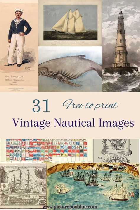 Dive into the mesmerizing world of vintage marine and maritime imagery. Explore a captivating collection of nautical illustrations, featuring ships, lighthouses, flags, and more. Let the timeless charm of the high seas inspire your creative projects. Discover free, public domain treasures that will transport you to a bygone era of maritime adventure. Set sail with vintage nautical images and illustrations and let your creativity embark on a captivating journey. Vintage Nautical Wall Art, Printable Nautical Art Free, Old Nautical Decor, Art Deco Nautical, Nautical Antique Decor, Free Coastal Printable Wall Art, Vintage Ship Paintings, Vintage Nautical Illustration, Vintage Sailing Poster