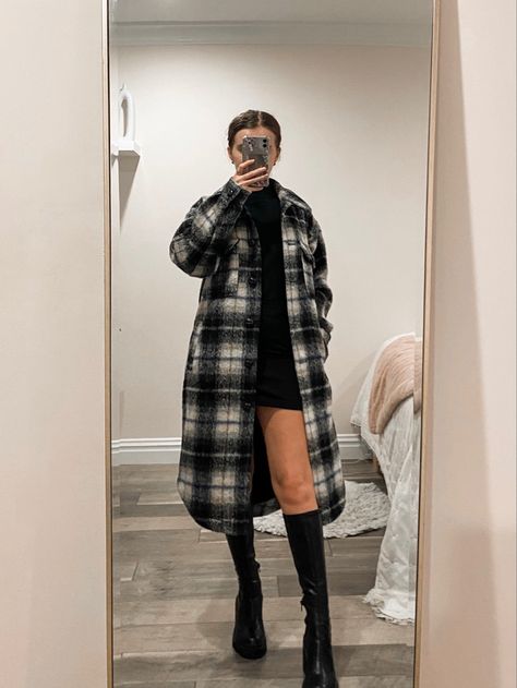Tap image to shop. Fall outfits 2023 | plaid shacket outfit | shirt jacket outfit | fall jackets | fall coat | sweater dress outfit | sweater dress with boots | black sweater dress outfit | fall boots | fall shoes | knee high boots outfit | knee high black boots | boots with dress | leather boots | outfit inspirations | outfit inspo fall | #fallfashion #fallstyle #falloutfit #streetstyle #streetfashion #streetwear #outfitideas #ltkstyletip #ltksalealert #ltkshoecrush #outfits #ootd Outfit Ideas With Knee High Boots, Shacket Dress Outfit, Knee High Flat Boots Outfit, Outfits With Tall Black Boots, Black Tall Boots Outfit, Knee High Boots Outfit Party, Flat Knee High Boots Outfit, Plaid Shacket Outfit, Flat Boots Outfit