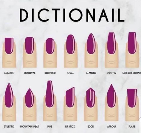 NAILS SHAPES Types Of Nails Shapes, Different Types Of Nails, Lipstick Nails, Acrylic Nail Shapes, Different Nail Shapes, Accessories Classic, Nagel Inspo, Dots Nails, Fashion Leggings